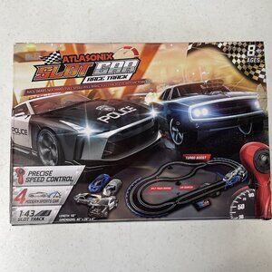Atlasonix Electric Slot Car Race Track Set w/ 3 Cars 2 Remotes Lap Counter